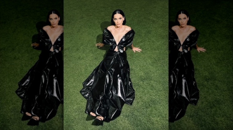 Katy Perry in a shiny black dress