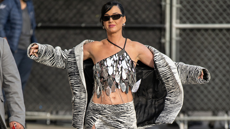 Katy Perry in zebra print jacket
