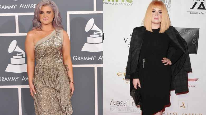 Kelly Osbourne at the Grammys in 2012 and posing in 2017