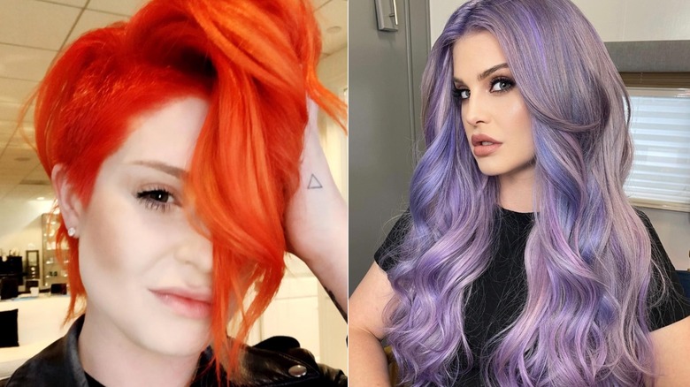 Kelly Osbourne with orange and purple hair