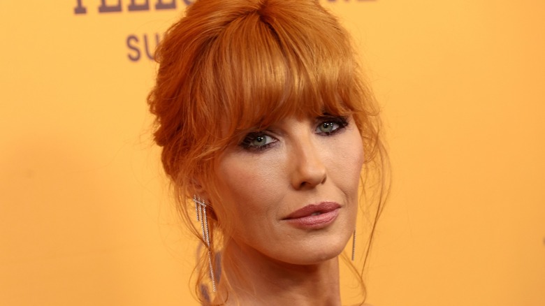 A close-up of Kelly Reilly wearing a full face of makeup.
