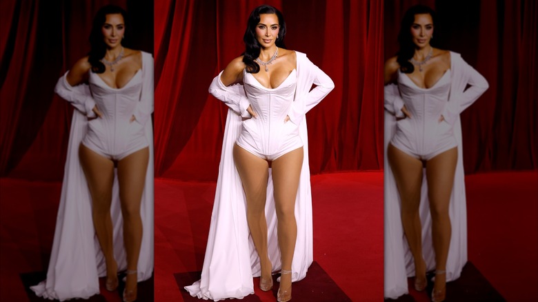 Kim Kardashian poses on the red carpet at the 2024 Academy Museum Gala
