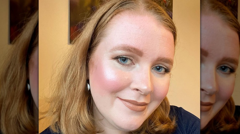 Woman wearing frosted highlighter