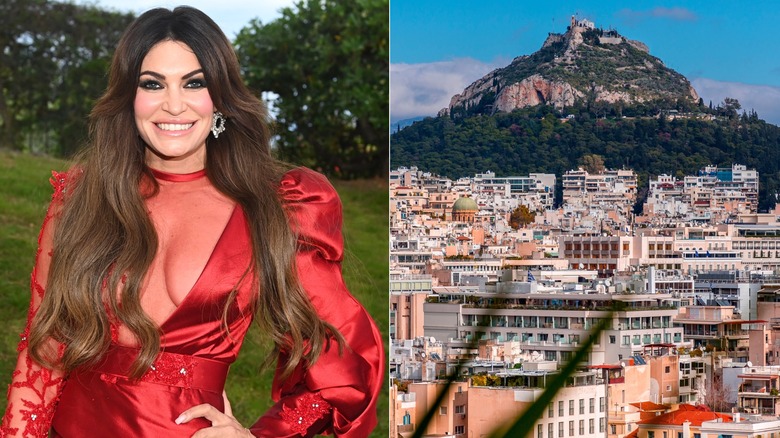 Kimberly Guilfoyle in a red dress/Kolonaki district of Athens