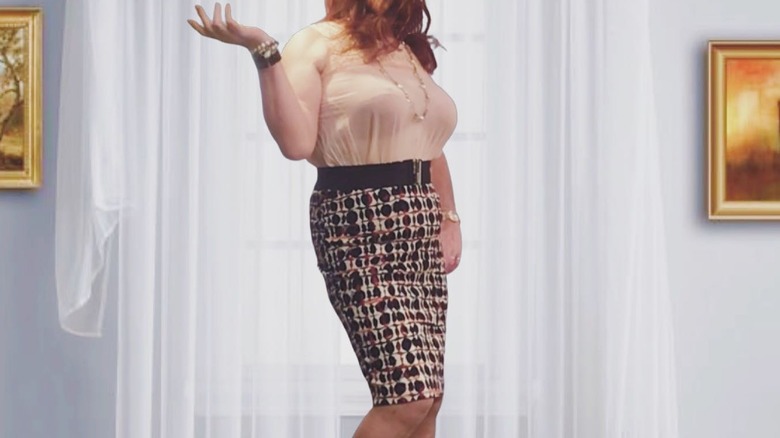 Knee-length skirt black circle pattern