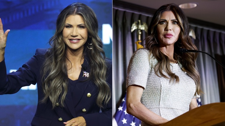 Kristi Noem on stage in 2023.