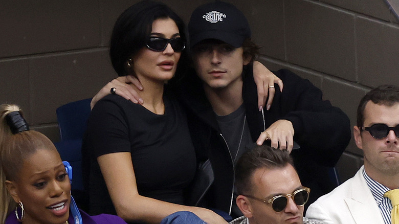 Kylie Jenner wearing T-shirt, jeans