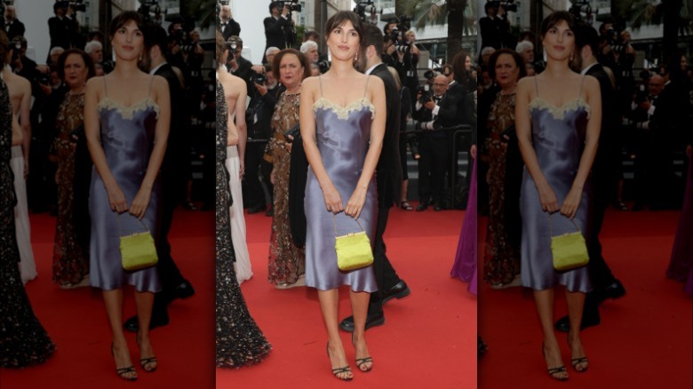 Jeanne Damas wearing lace slip dress