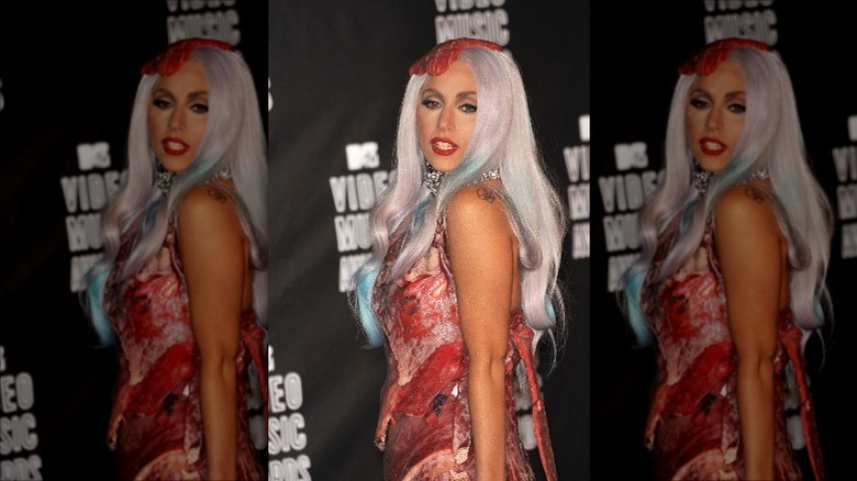 Lady Gaga in iconic meat dress