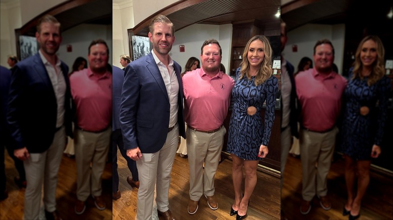 Lara Trump at the 2025 Curetivity Charlotte Golf Invitational wearing a snakeskin cutout dress