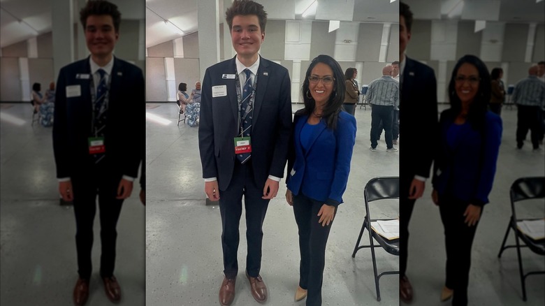 Lauren Boebert posing with a supporter