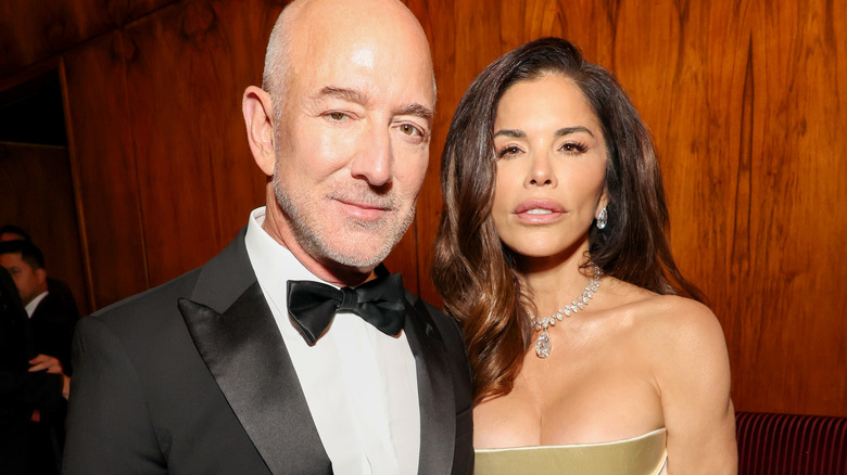Jeff Bezos and Lauren Sánchez-Bezos attend the Kering Foundation's Fourth Annual Caring for Women Dinner at The Pool on September 11, 2025 in New York City (2025)