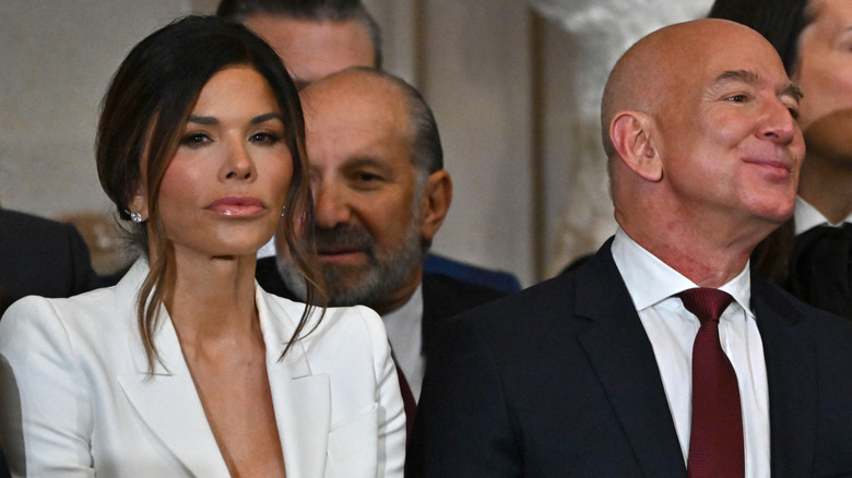 Lauren Sánchez at the 2025 Inauguration next to Jeff Bezos