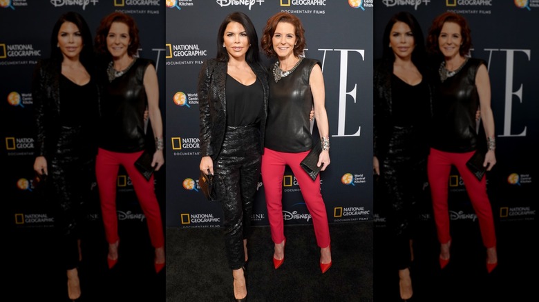 Lauren Sánchez posing in a sequin suit with a black blouse