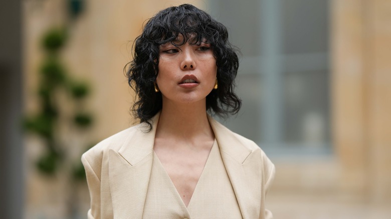 woman with short wavy hair