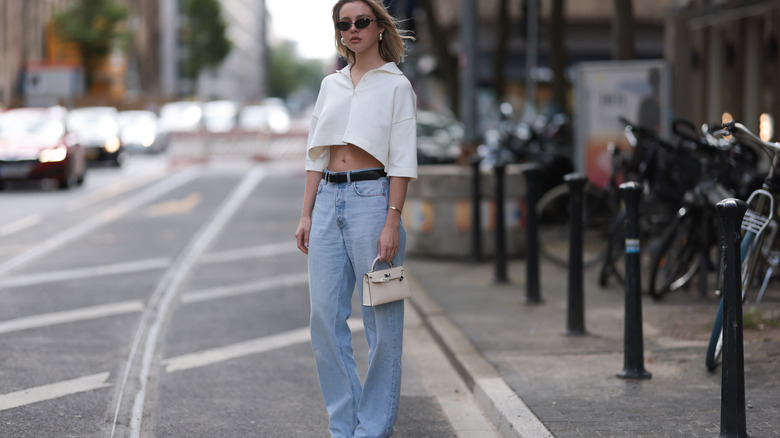 Girl wearing Levi's 501 jeans