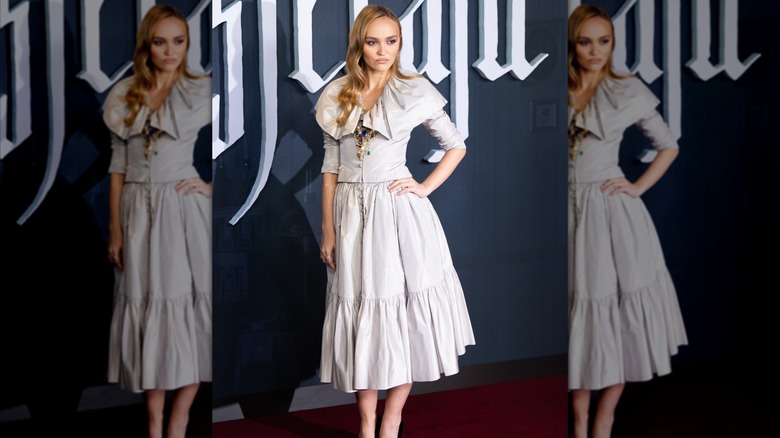 Lily-Rose Depp at the Nosferatu premiere in a dress