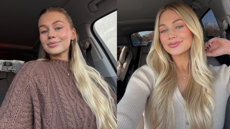 Brynley Arnold poses for a selfies in her car