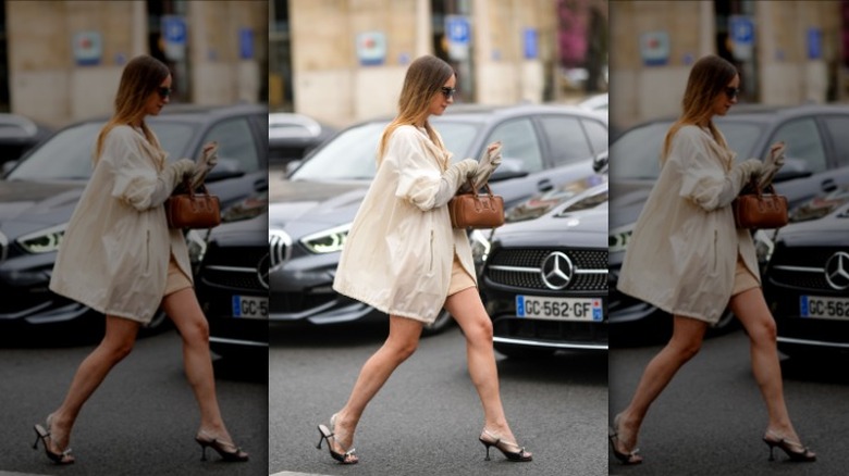 oversized beige raincoat