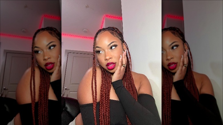 Woman wearing candy apple lips