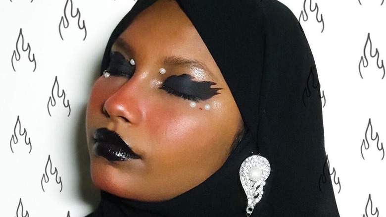 woman with black lipstick