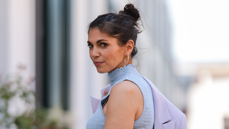 Messy bun hoop earrings