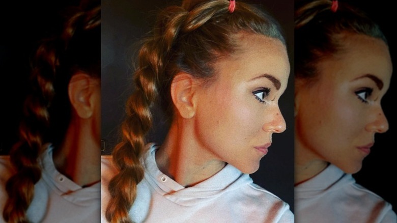 Woman with layered braids