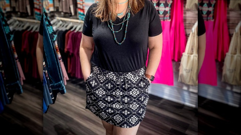 woman wearing printed skort