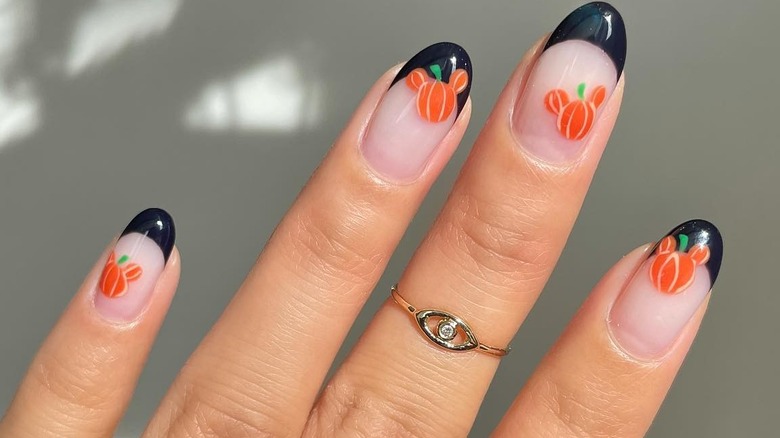 Black tipped Halloween manicure