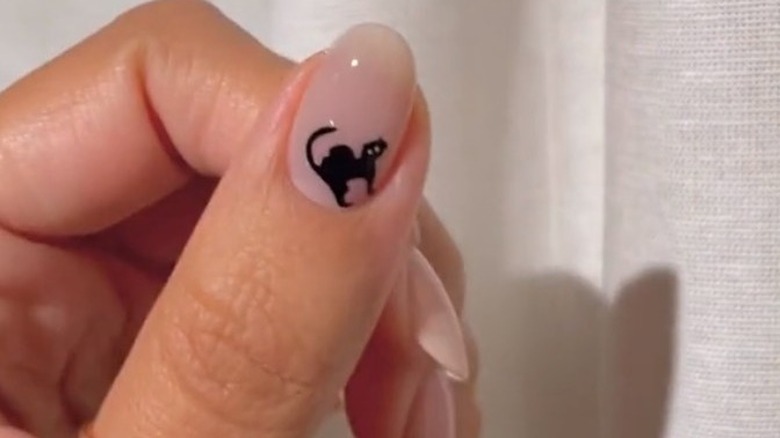 Clear nails with cat design