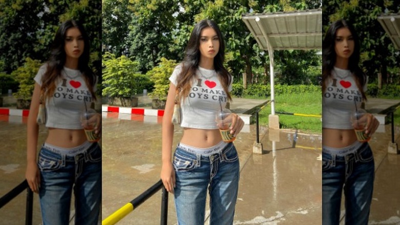 Low-rise jeans and Calvin Klein underwear