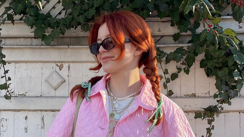 Girl wearing pigtail braids