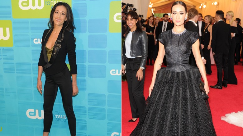Maggie Q in black outfits on the red carpet