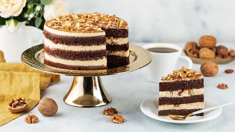 tiramisu cake on table