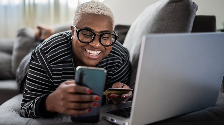 Woman shops online