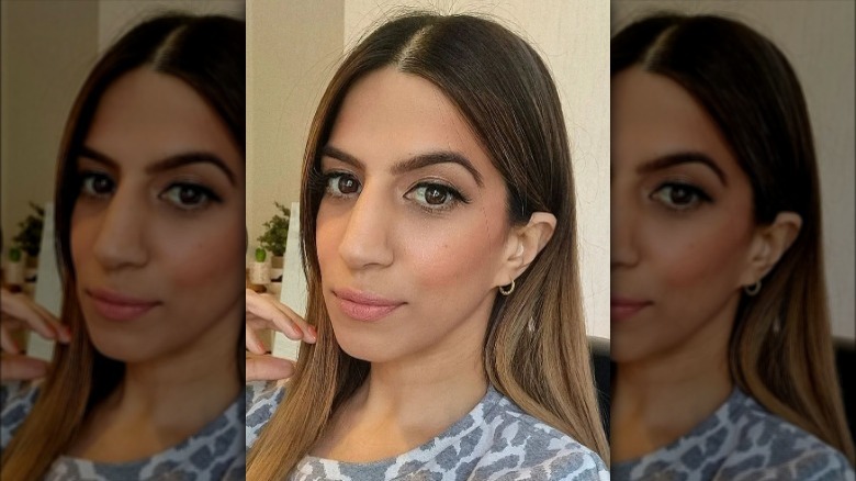 person with contour blush