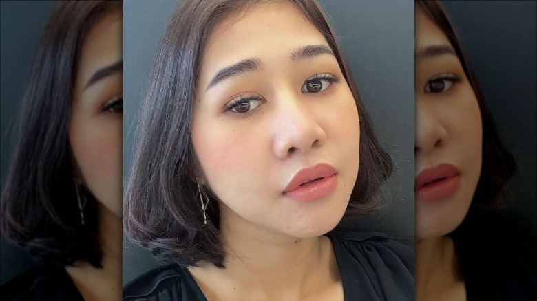 person with contour blush