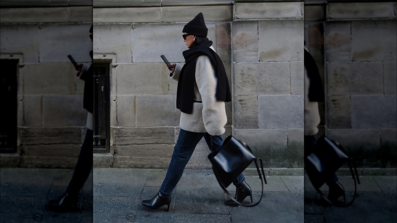 woman wearing beanie and scarf