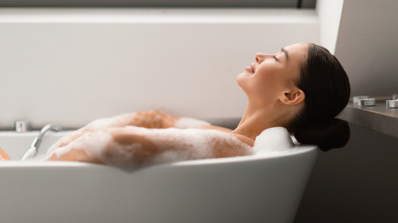woman in bubble bath