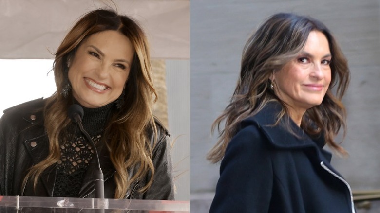 Mariska Hargitay at a ceremony and on the set of SVU