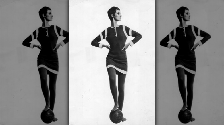 Model in Mary Quant jersey dress