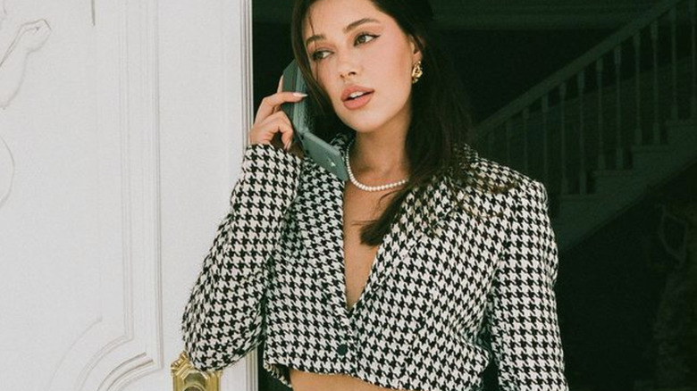 girl with houndstooth co-ord