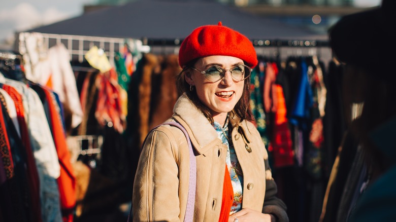 Woman at vintage market in London