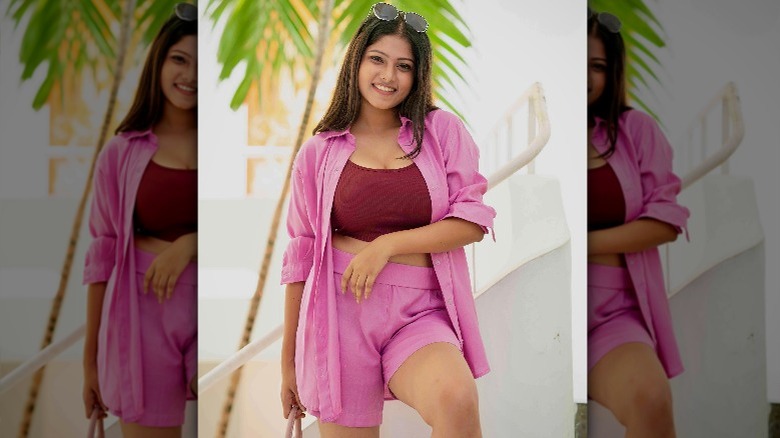 Woman in matching set