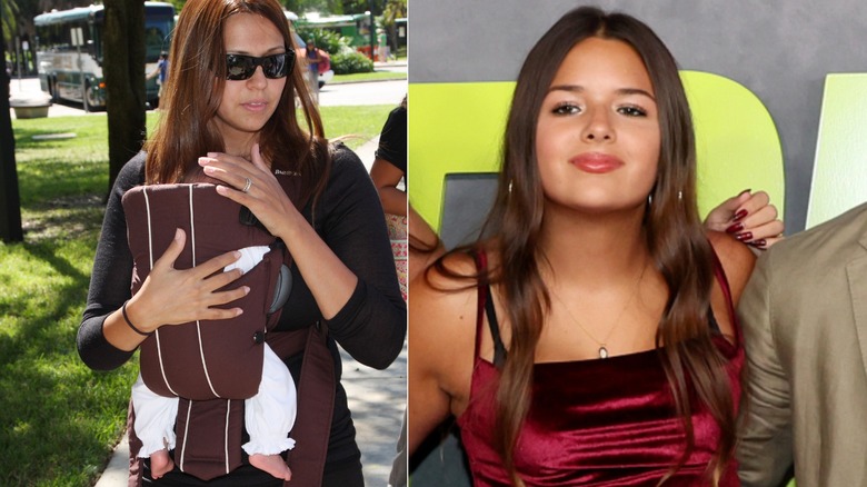 Gia Damon as a baby and as a teenager on the red carpet