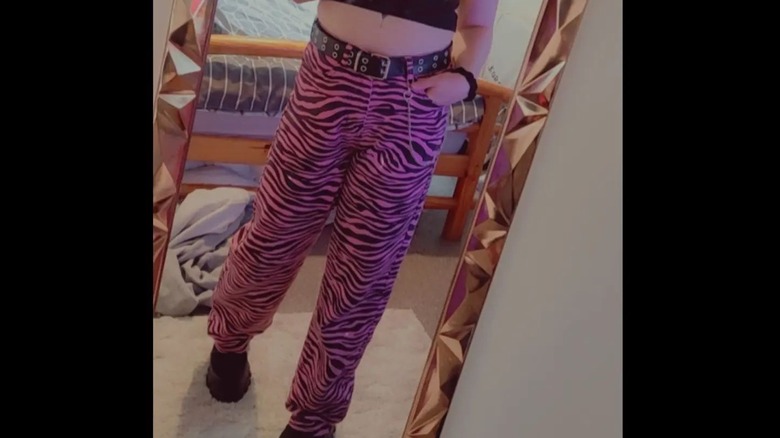Pink zebra print jeans