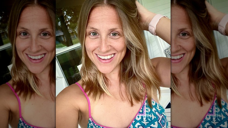 Woman with center part