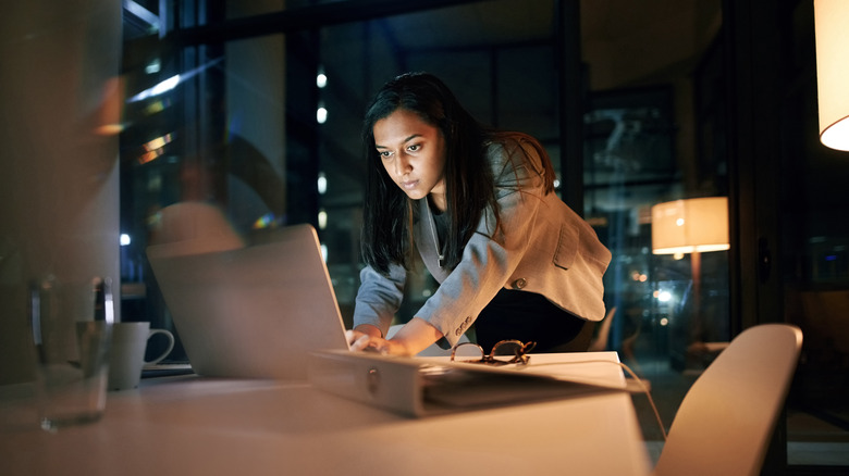 woman working long hours