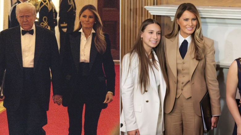 Melania Trump wearing two menswear-inspired looks