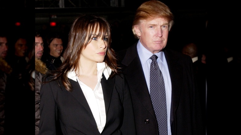 Melania Trump with stringy bangs and Donald Trump